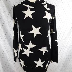 Lularoe S black white stars Amber Hoodie
